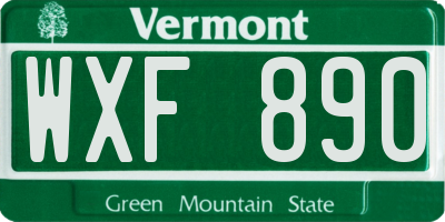VT license plate WXF890