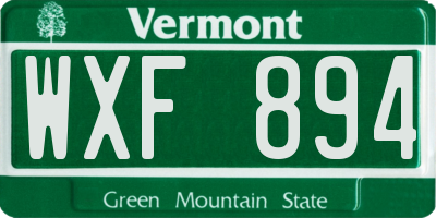 VT license plate WXF894