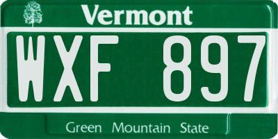 VT license plate WXF897