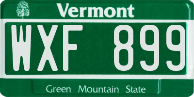 VT license plate WXF899