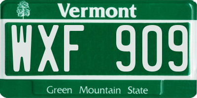 VT license plate WXF909