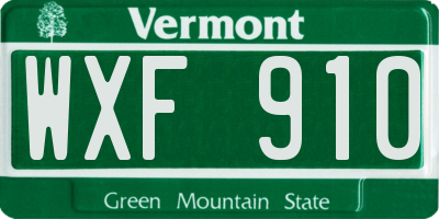 VT license plate WXF910