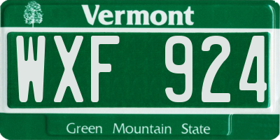 VT license plate WXF924