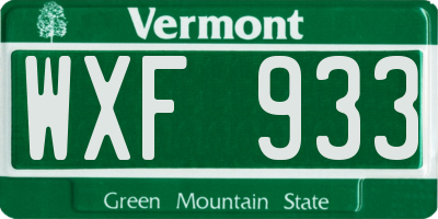 VT license plate WXF933