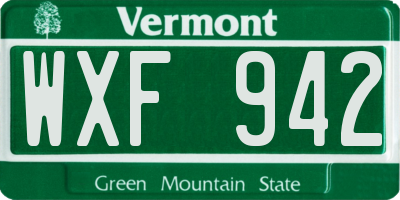 VT license plate WXF942