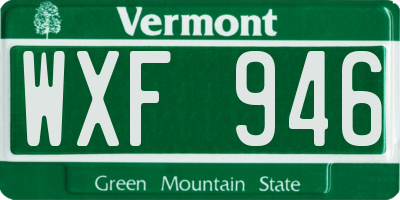 VT license plate WXF946