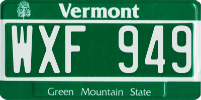 VT license plate WXF949