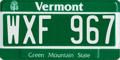 VT license plate WXF967