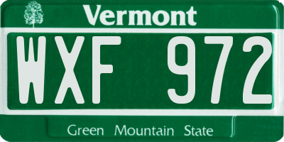VT license plate WXF972