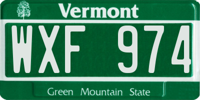 VT license plate WXF974