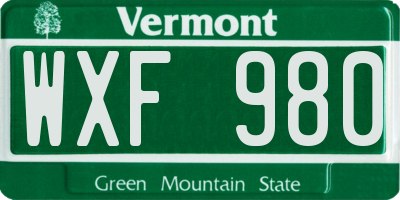 VT license plate WXF980