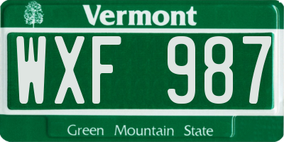 VT license plate WXF987