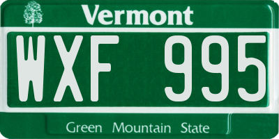 VT license plate WXF995