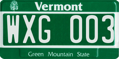 VT license plate WXG003