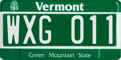 VT license plate WXG011