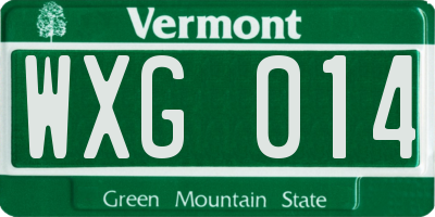VT license plate WXG014