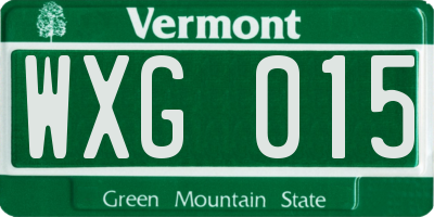 VT license plate WXG015
