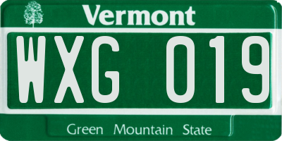 VT license plate WXG019