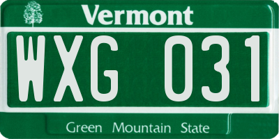 VT license plate WXG031