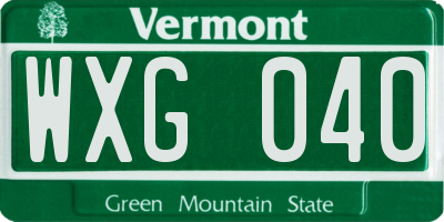 VT license plate WXG040