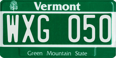 VT license plate WXG050