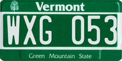 VT license plate WXG053
