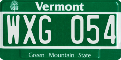 VT license plate WXG054