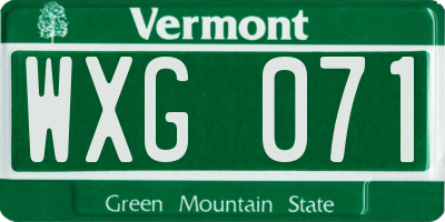 VT license plate WXG071