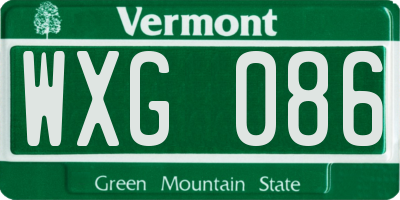 VT license plate WXG086