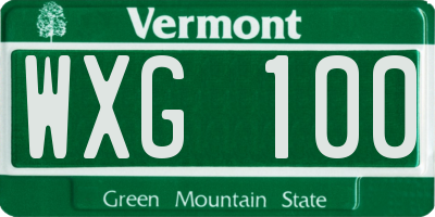 VT license plate WXG100