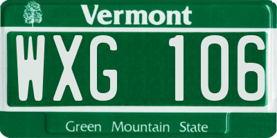 VT license plate WXG106