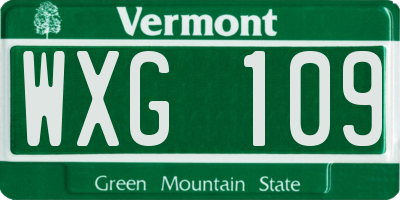 VT license plate WXG109