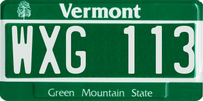 VT license plate WXG113