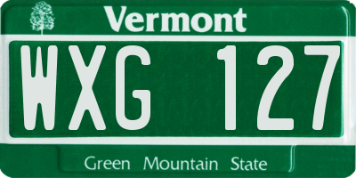 VT license plate WXG127