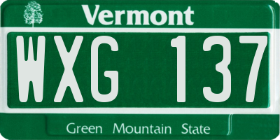 VT license plate WXG137