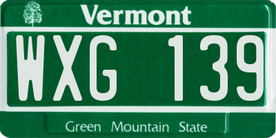 VT license plate WXG139
