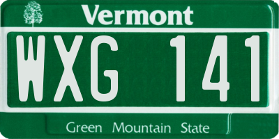 VT license plate WXG141