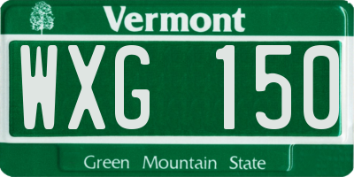 VT license plate WXG150