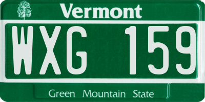 VT license plate WXG159