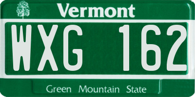 VT license plate WXG162
