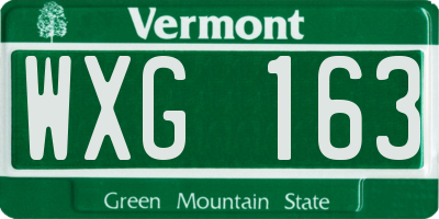 VT license plate WXG163
