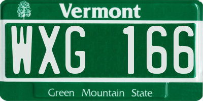 VT license plate WXG166