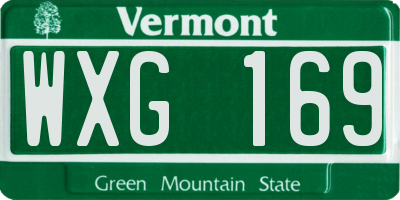 VT license plate WXG169