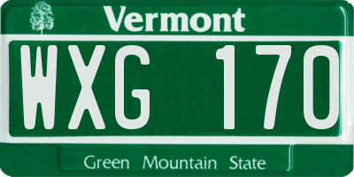 VT license plate WXG170