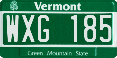 VT license plate WXG185