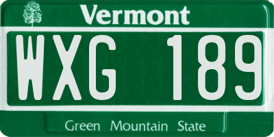 VT license plate WXG189