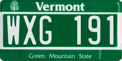 VT license plate WXG191