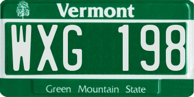 VT license plate WXG198