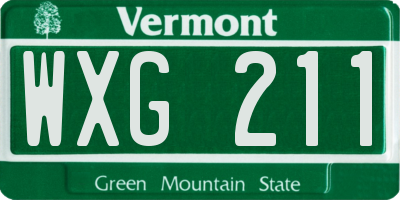VT license plate WXG211