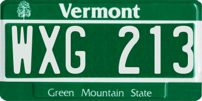 VT license plate WXG213